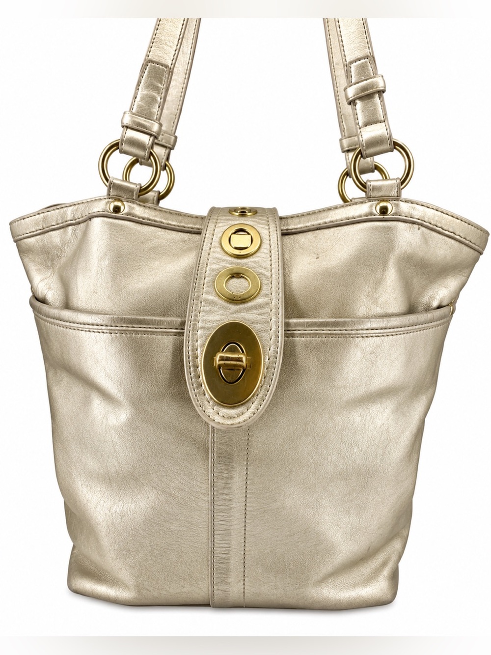 Coach ‘09 Lily Legacy 65th Anniv.. Ltd Ed. Metallic Gold Leather Tote & wallet - Picture 7 of 17